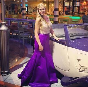 Blush brand prom cruise formal pageant gown purple mermaid size 8